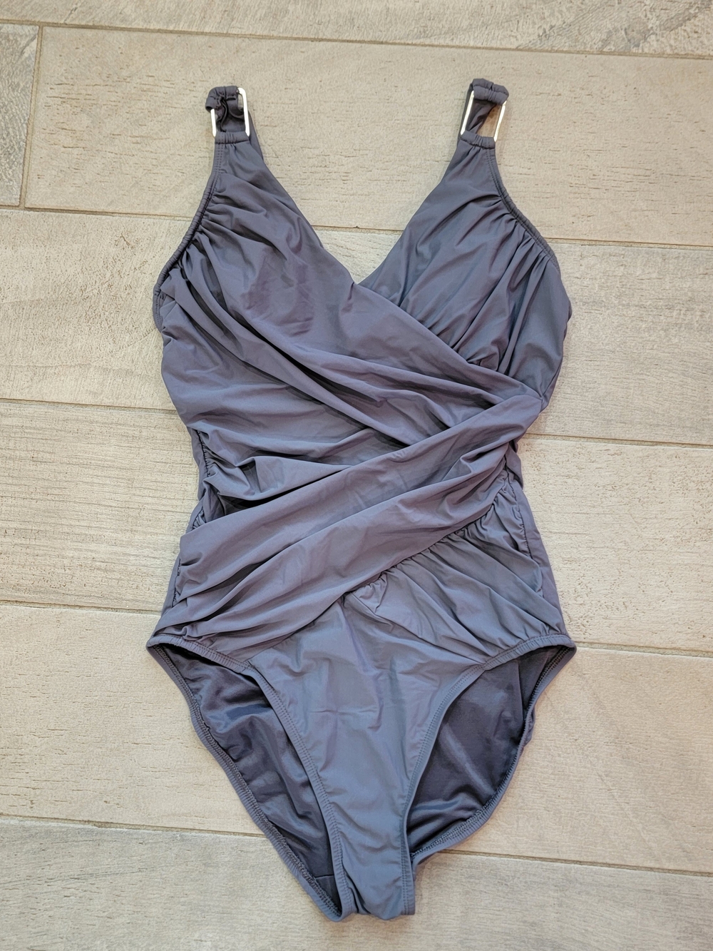 SPANX Slate Gray One-Piece Draped Swimsuit